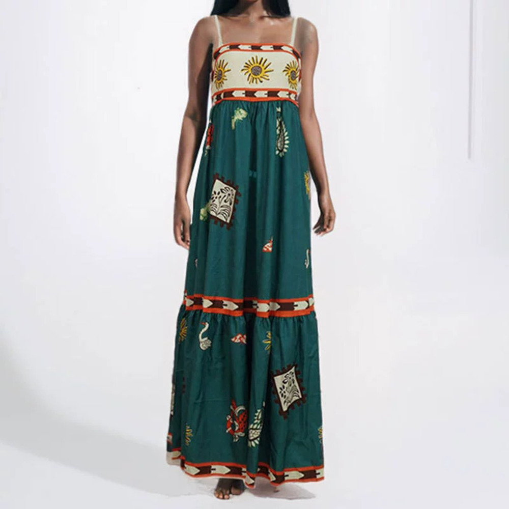 H&M Sexy Spaghetti Strap Flared Print Dress